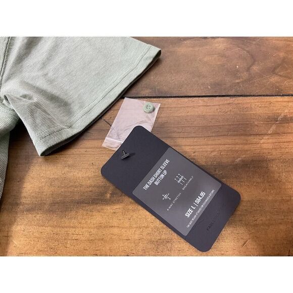 Fabletics Shirt Mens Size Large Green The Dash Short Sleeve Button Up Knit NEW - Picture 4 of 9